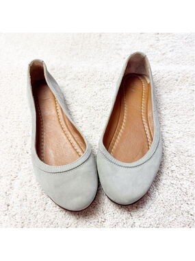 Frye Carson Grey Leather Ballet Flats 8